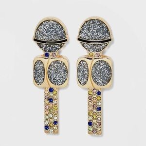 SUGARFIX by BaubleBar 'Drop The Mic' Statement Earrings -‎ Silver, NWT